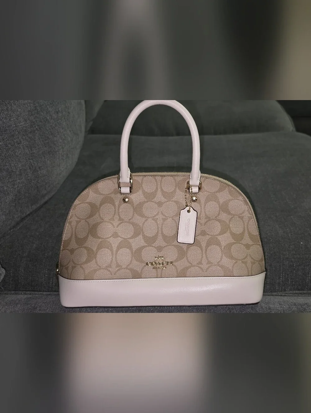 Coach Signature Dome Satchel in Light Pink and Beige
